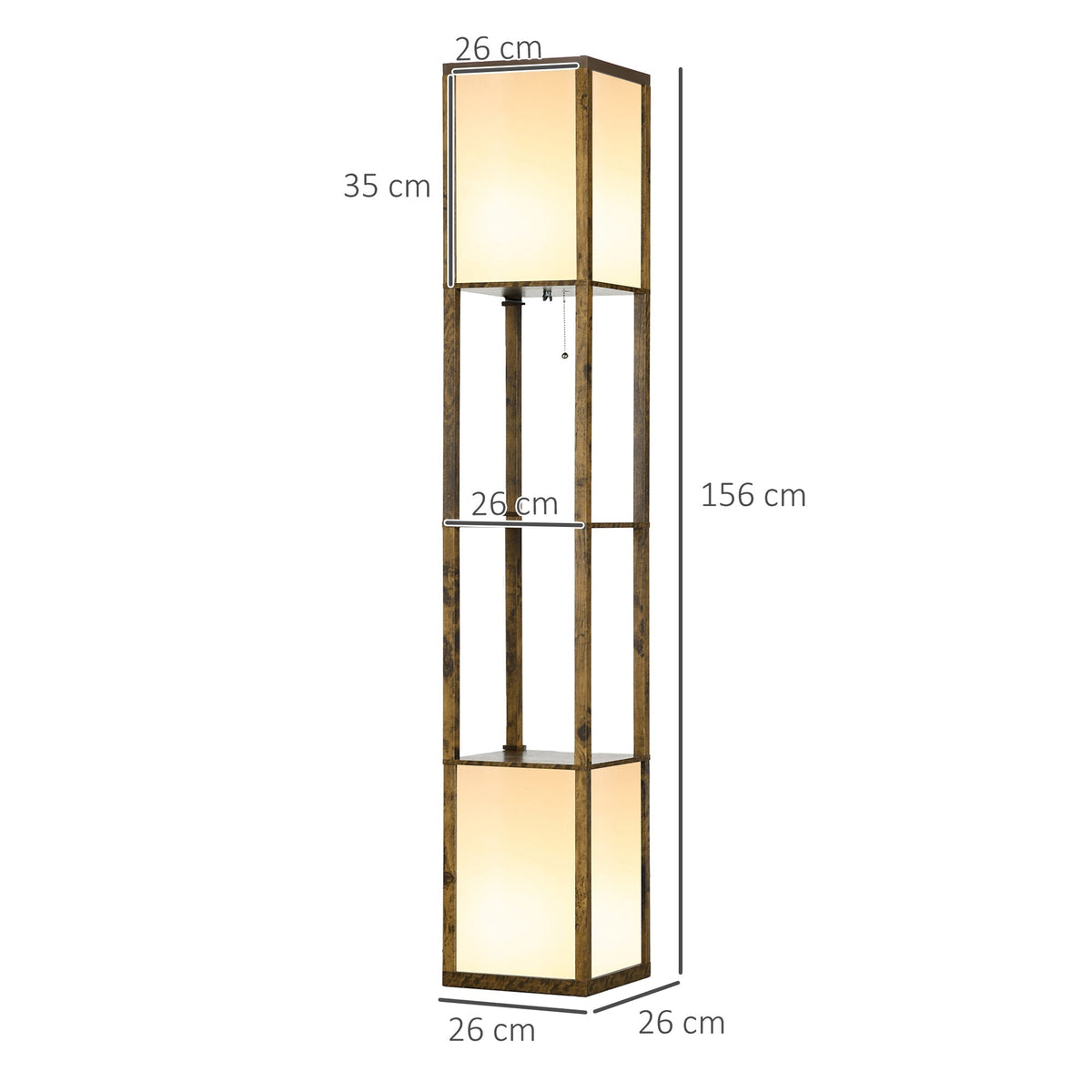 HOMCOM Modern Shelf Floor Lamp with Dual Ambient Light, Standing Lamp Living Room, Bedroom, 156cm, Brown