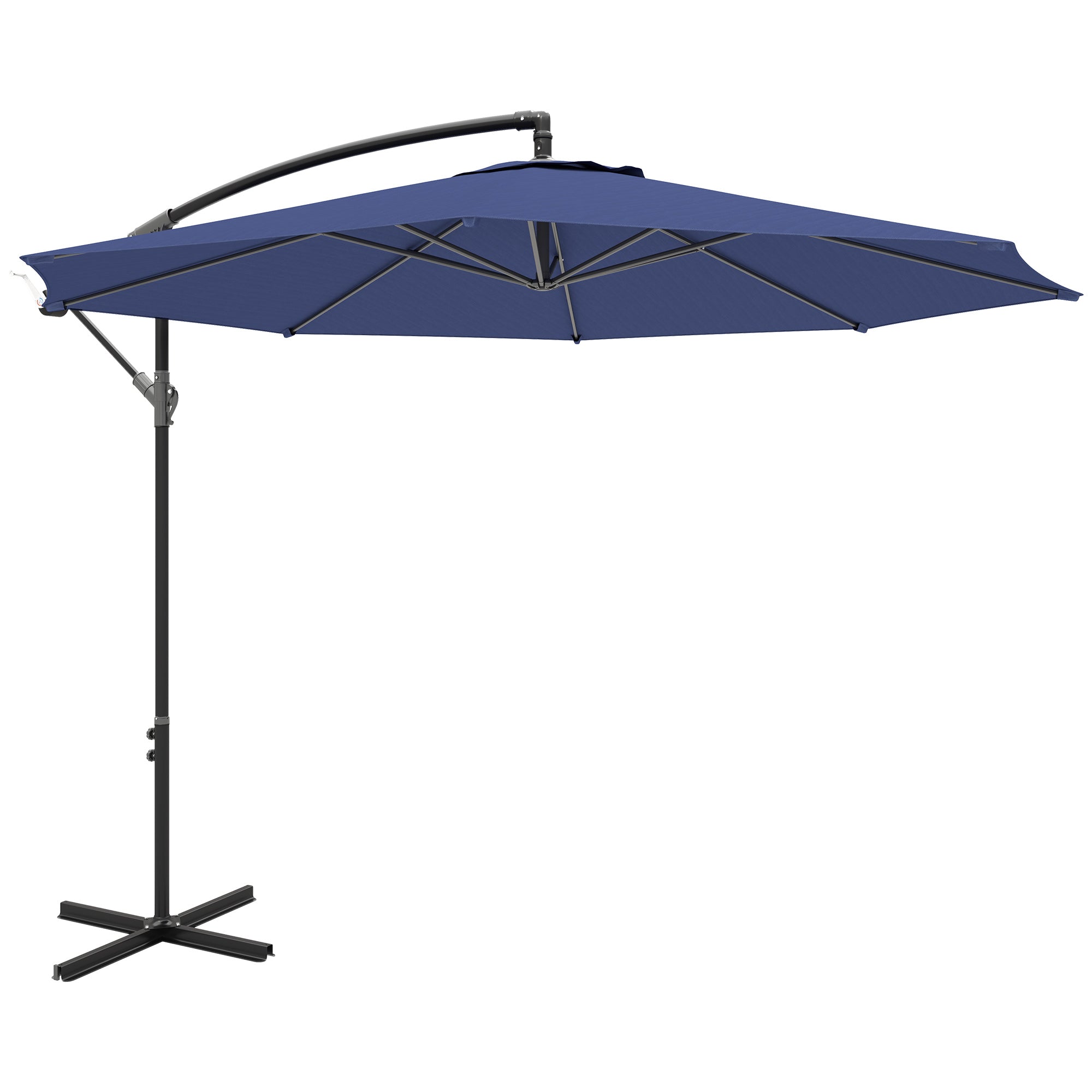Outsunny 2.45m Overhanging Cantilever Parasol, with Cross Base - Blue