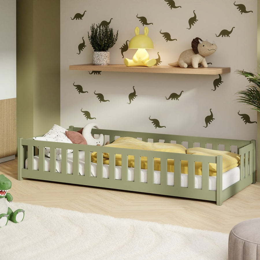 Wooden Single Bed Zoya in Olive