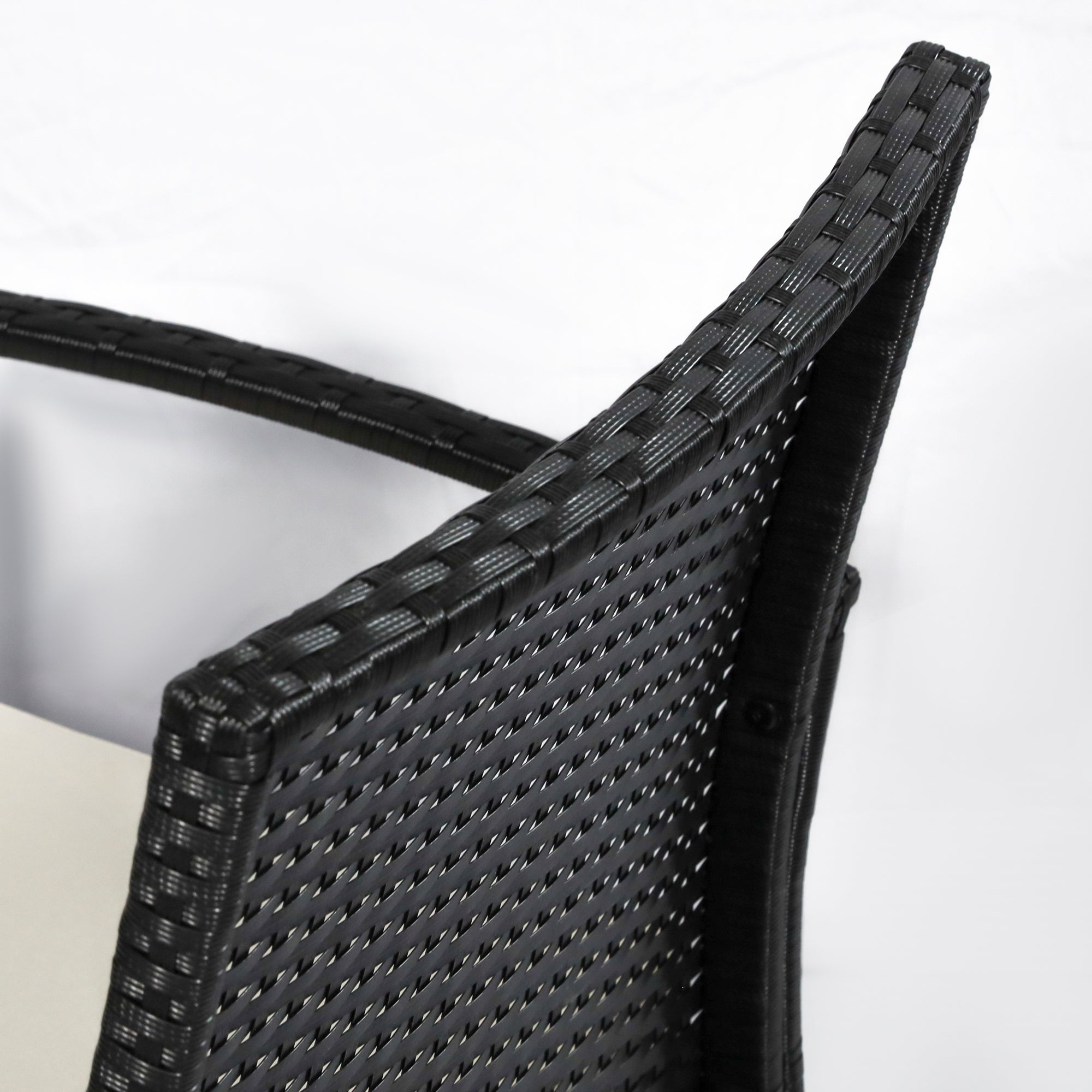 Outsunny 4 Pieces Rattan Garden Furniture Set, 4 Seater Garden Sofa Set with Loveseat, Armchairs and Glass Top Table, Wicker Conservatory Furniture with Cushions for Patio, Balcony, Black