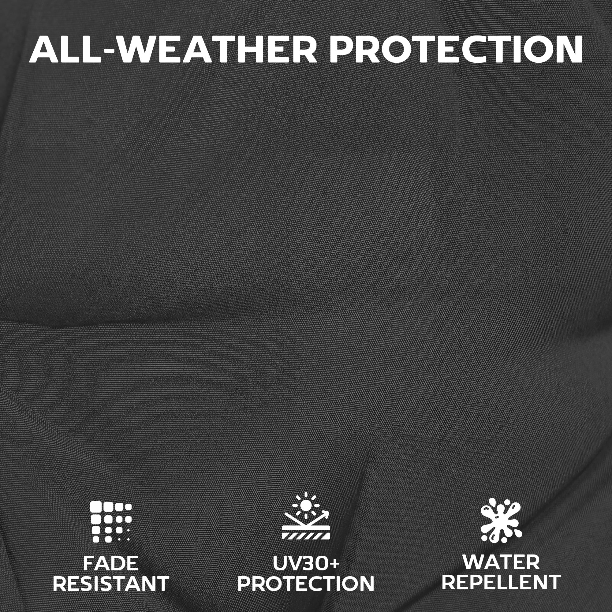 Outsunny Patio Chair Cushions Set of 4, Waterproof Non-Slip Lounge Chair Cushions, 112x53cm, Black