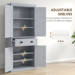 HOMCOM Multi-Storage Mid-Century Kitchen Cabinet - Grey