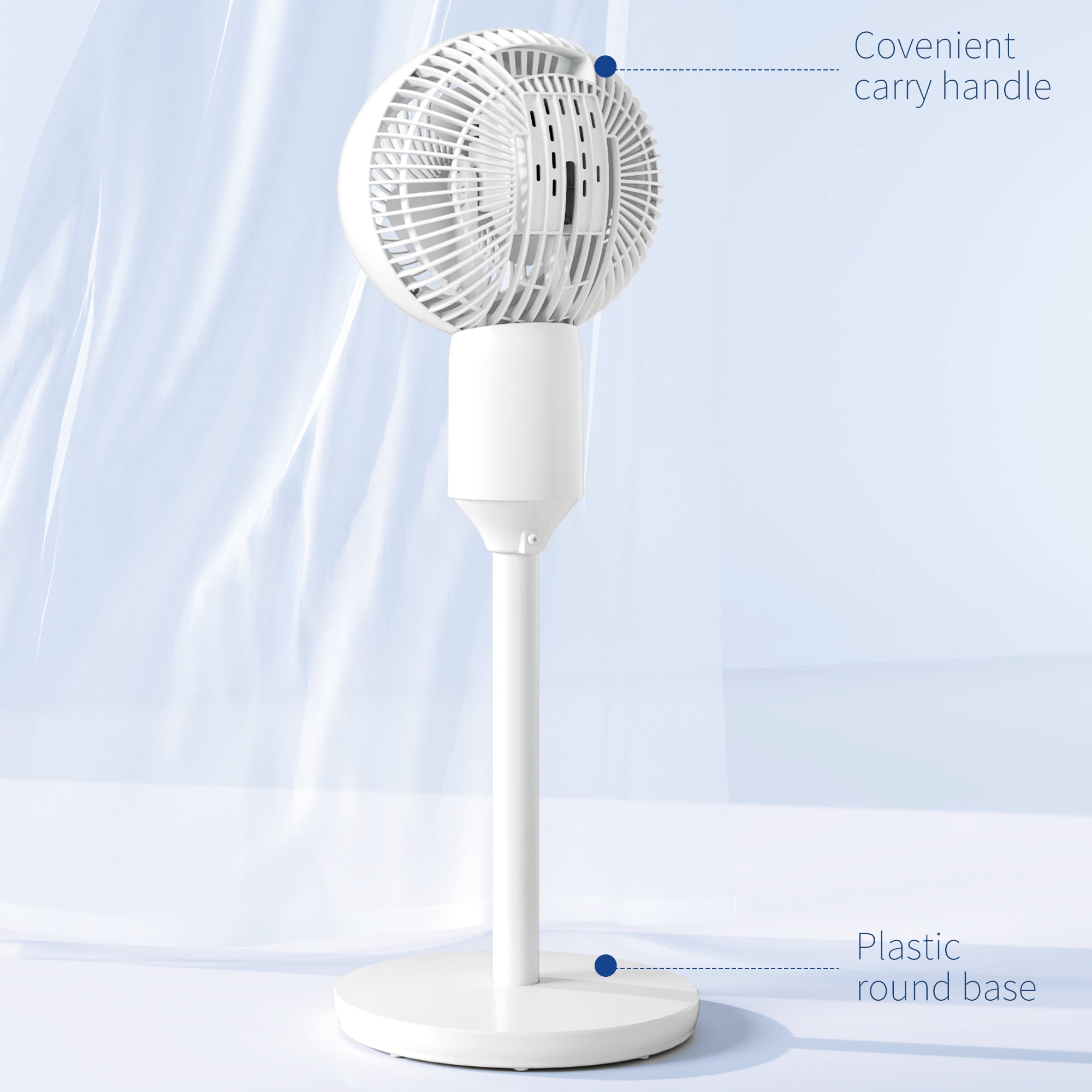 HOMCOM 9" Pedestal Fan, 70√Ç¬∞ Oscillation 90√Ç¬∞ Vertical Tilt Oscillating Air Circulator with 3 Speeds, Standing Fan for Home Office, Bedroom, White