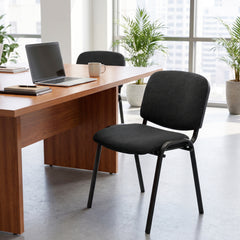 HOMCOM Meeting Chair, Stackable Ergonomic Office Chair with Padded Seat, Curved Backrest for Conference Room, Black