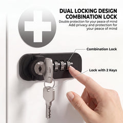 HOMCOM Wall Mount Medicine Cabinet with Combination and Key Lock, 2 Tier Stainless Steel First Aid Cabinet, White