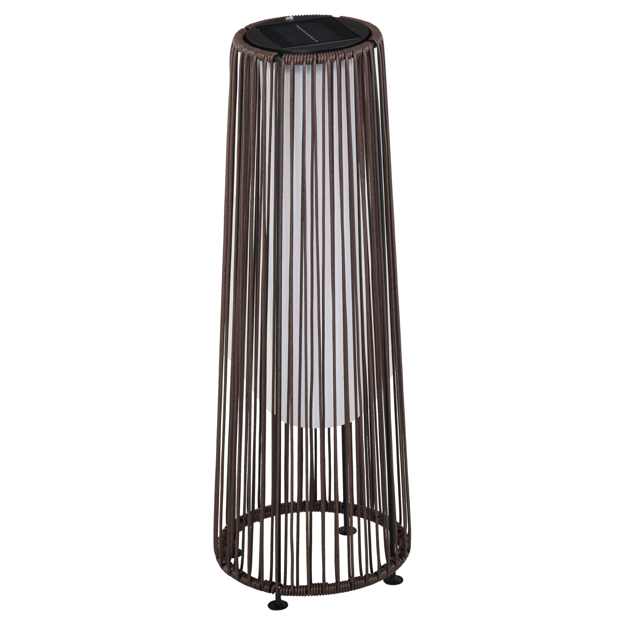 Outsunny Patio Garden PE Rattan Solar Lights Woven Resin Wicker Lantern Auto On/Off Solar Powered Lights for Porch, Yard, Lawn, Courtyard, Indoor & Outdoor Brown