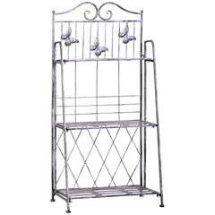 Outsunny 3 Tier Plant Stand Indoor Outdoor, Metal Plant Shelf Flower Display Rack for Potted Plants Garden Balcony Decor, 44 x 25 x 96 cm