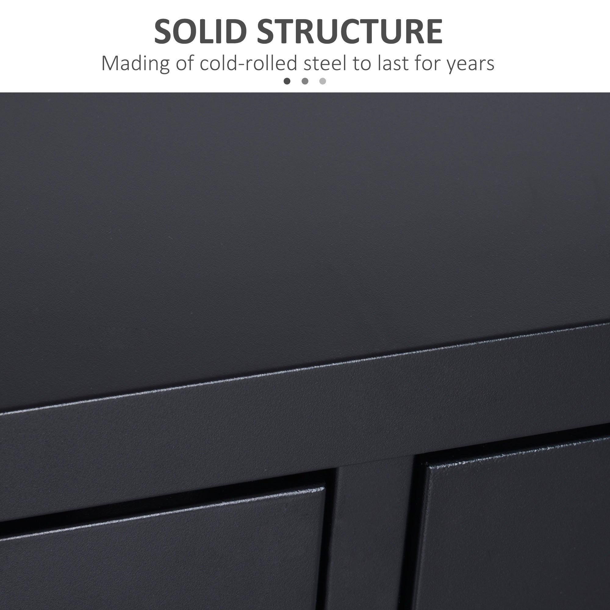 HOMCOM Steel TV Stand Cabinet, Industrial TV Unit for TVs up to 50", TV Table with 2 Doors, Adjustable Shelf and 4 Cable Holes for Living Room, Black