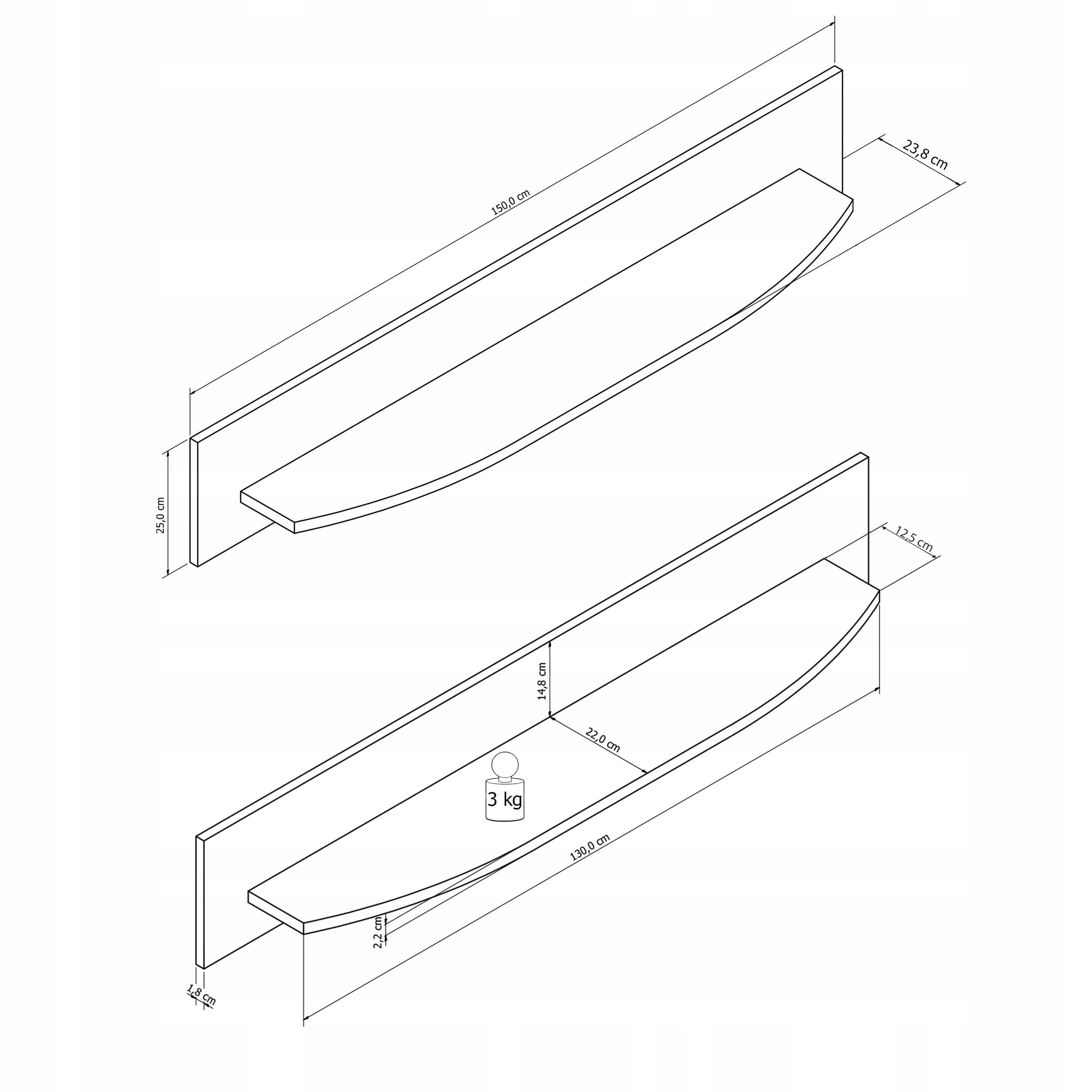Isla 70 Shelf 150cm