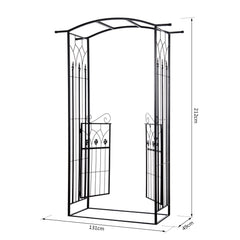 Outsunny Garden Outdoor Entrance Arch with Door Outdoor Patio Decoration for Rose Trellis Arbour Climbing Plant 131L x 49W x 200Hcm