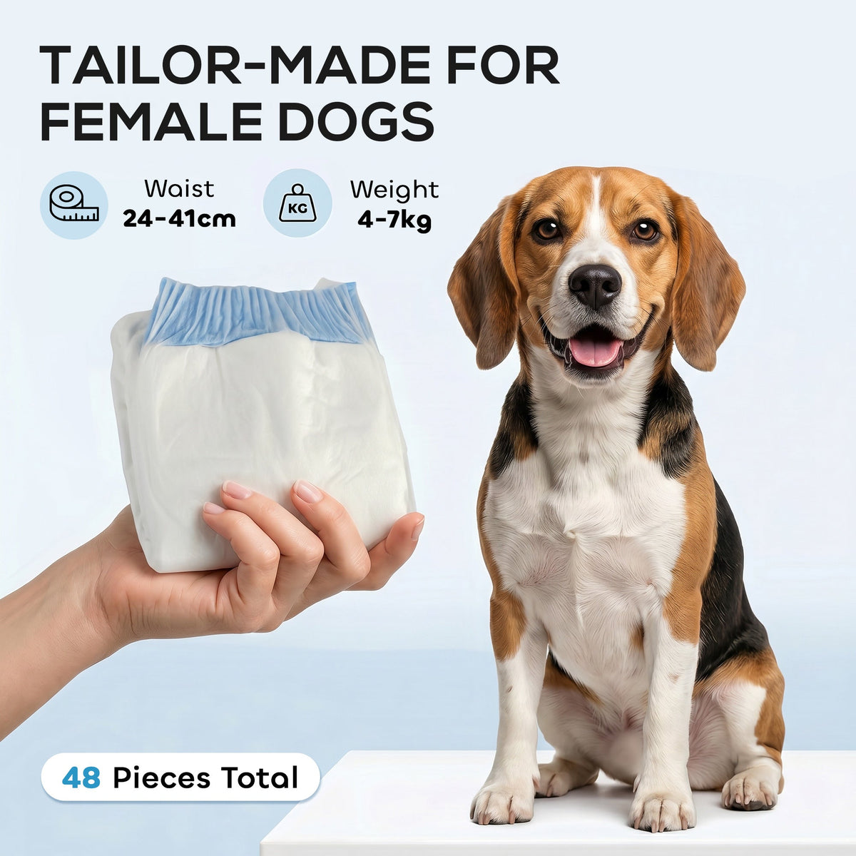 PawHut Disposable Dog Diapers Female for M Dogs Incontinence or Excitable Urination and Training 48 Count