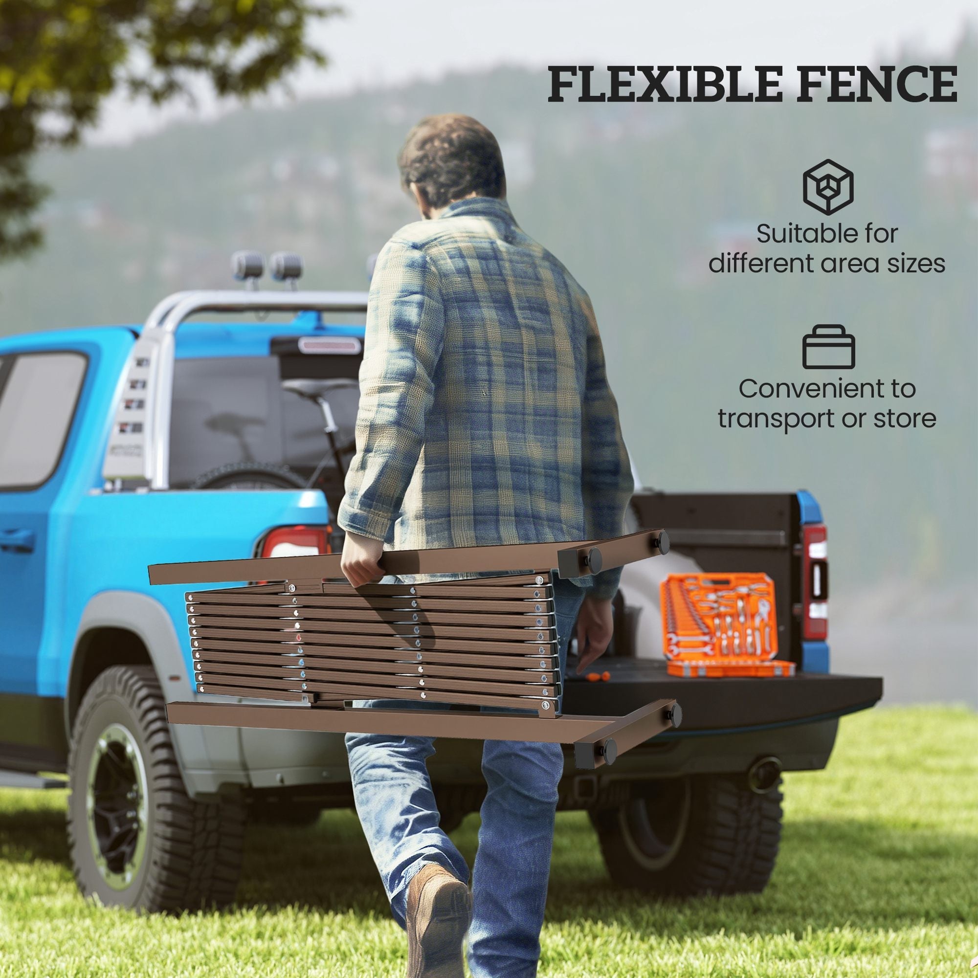 Outsunny Expanding Trellis Fence, Freestanding Movable Fence, Foldable Garden Screen Panel, 250 x 103.5 cm, Dark Brown