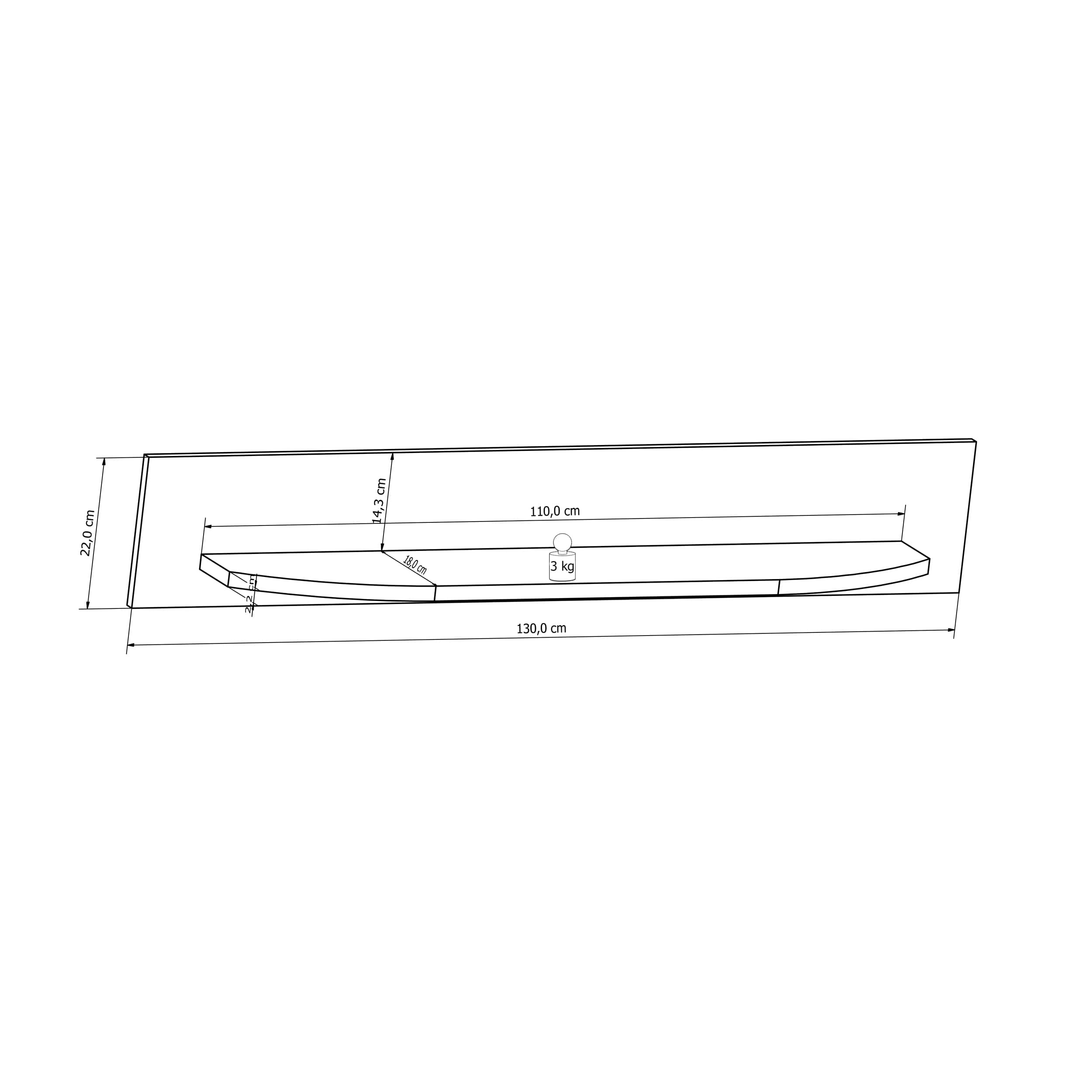 Rondo 70 Shelf 130cm [Concrete Grey]