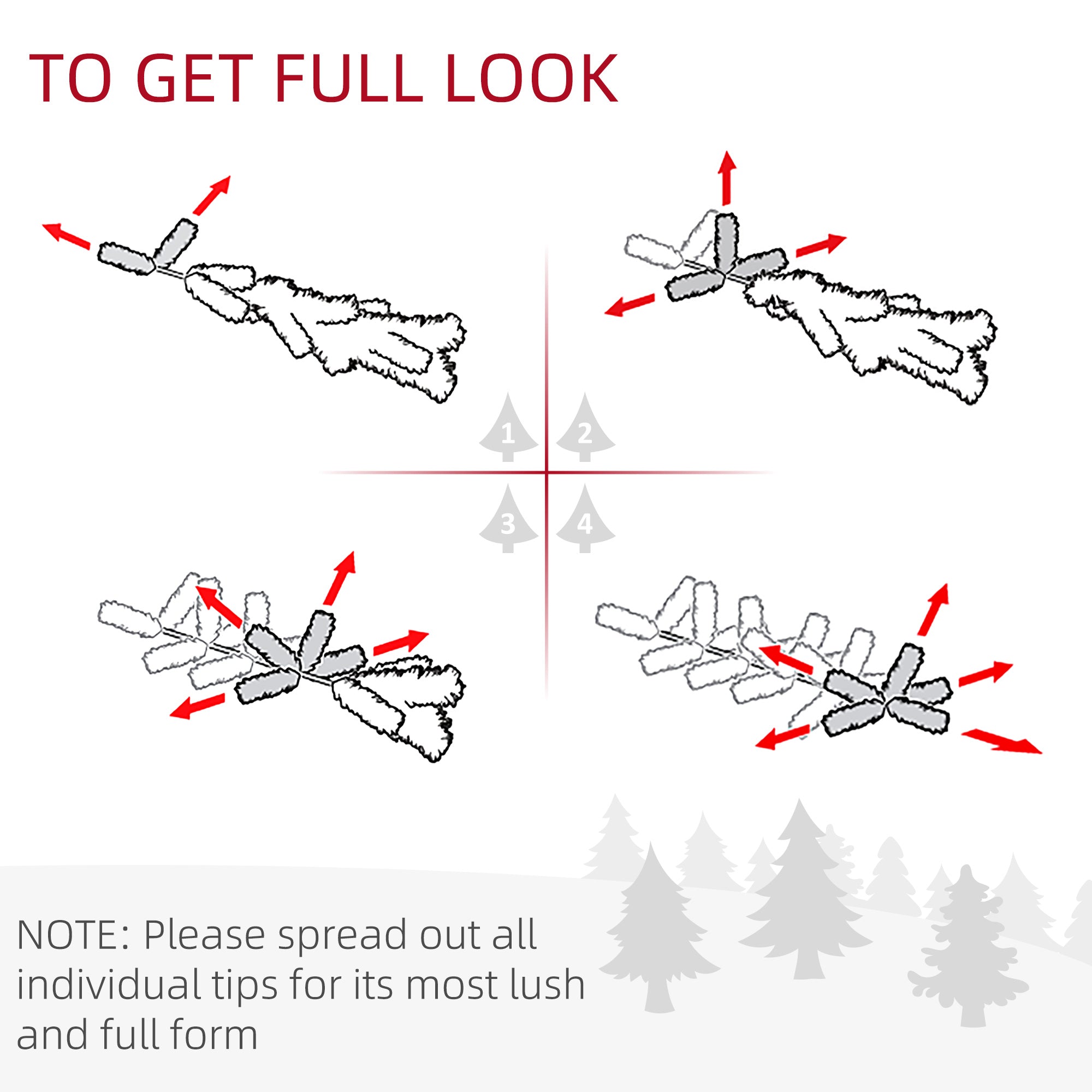 HOMCOM 1.2m 4ft Christmas Tree Entrance D√É¬©cor 750 Tips Xmas Pre-lit Tree 80 LED with Vase Base