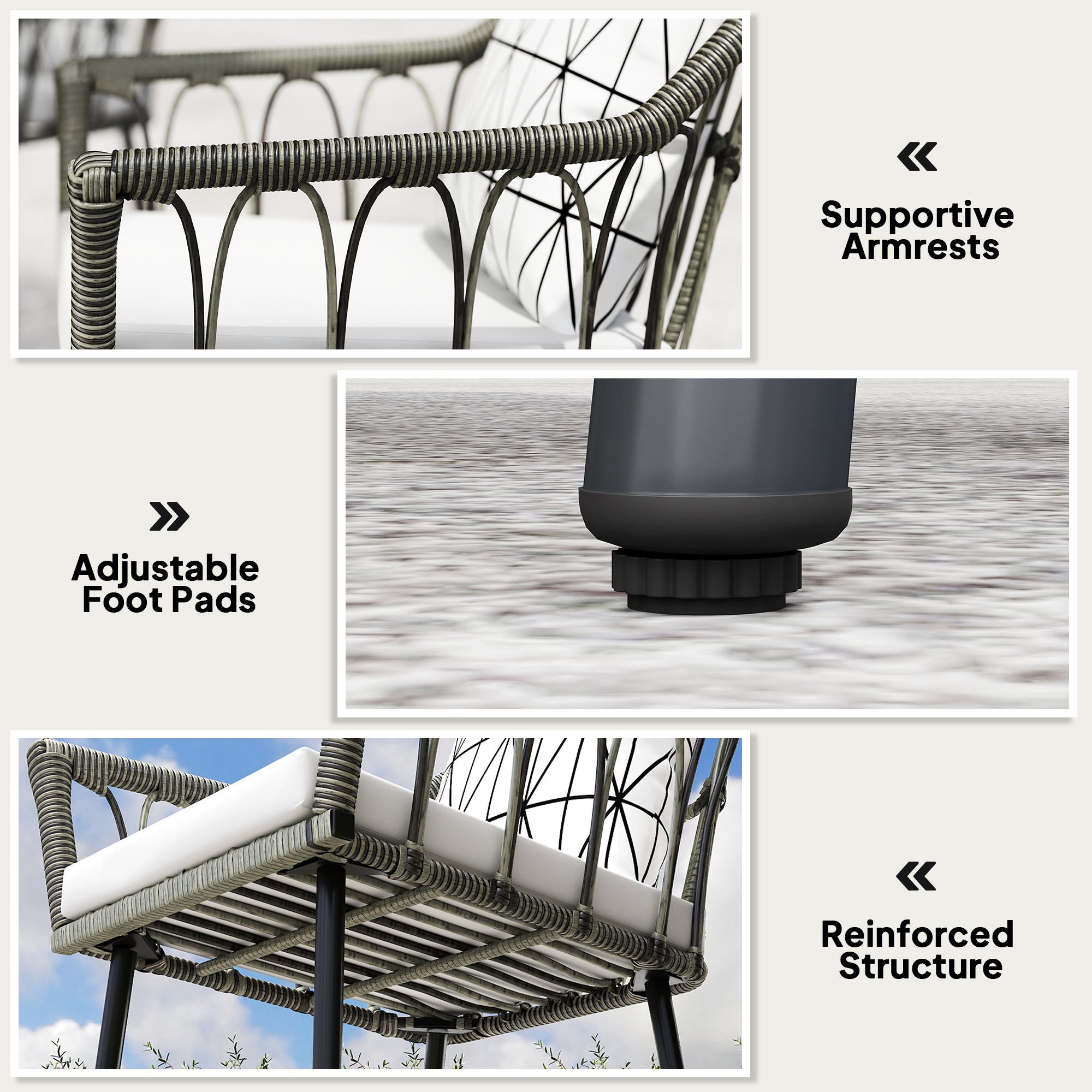 Outsunny 5 Piece Patio Rattan Dining Set, Wicker Garden Table and Chairs w/ Removable Seat & Back Cushions, Round Tempered Glass Tabletop, Parasol Hole, Outdoor Furniture Conservatory Set, Grey
