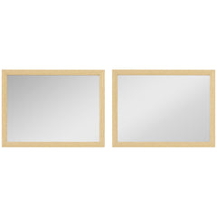 HOMCOM Wall Bathroom Mirror, 30 x 40 cm Wall-Mounted Mirror for Living Room, Bedroom, Hallway, Set of 2, Natural