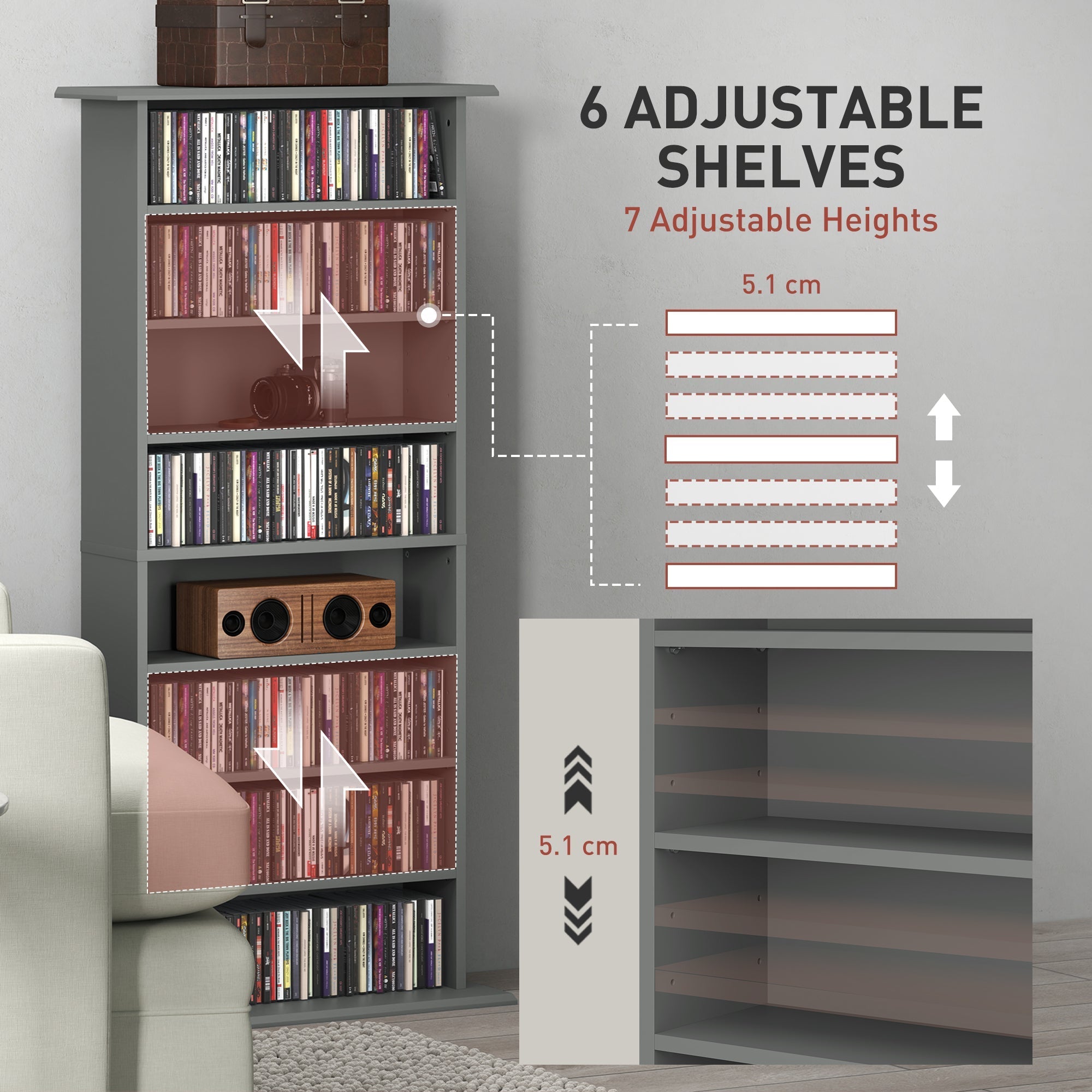 HOMCOM 360 CD Storage Unit - Grey