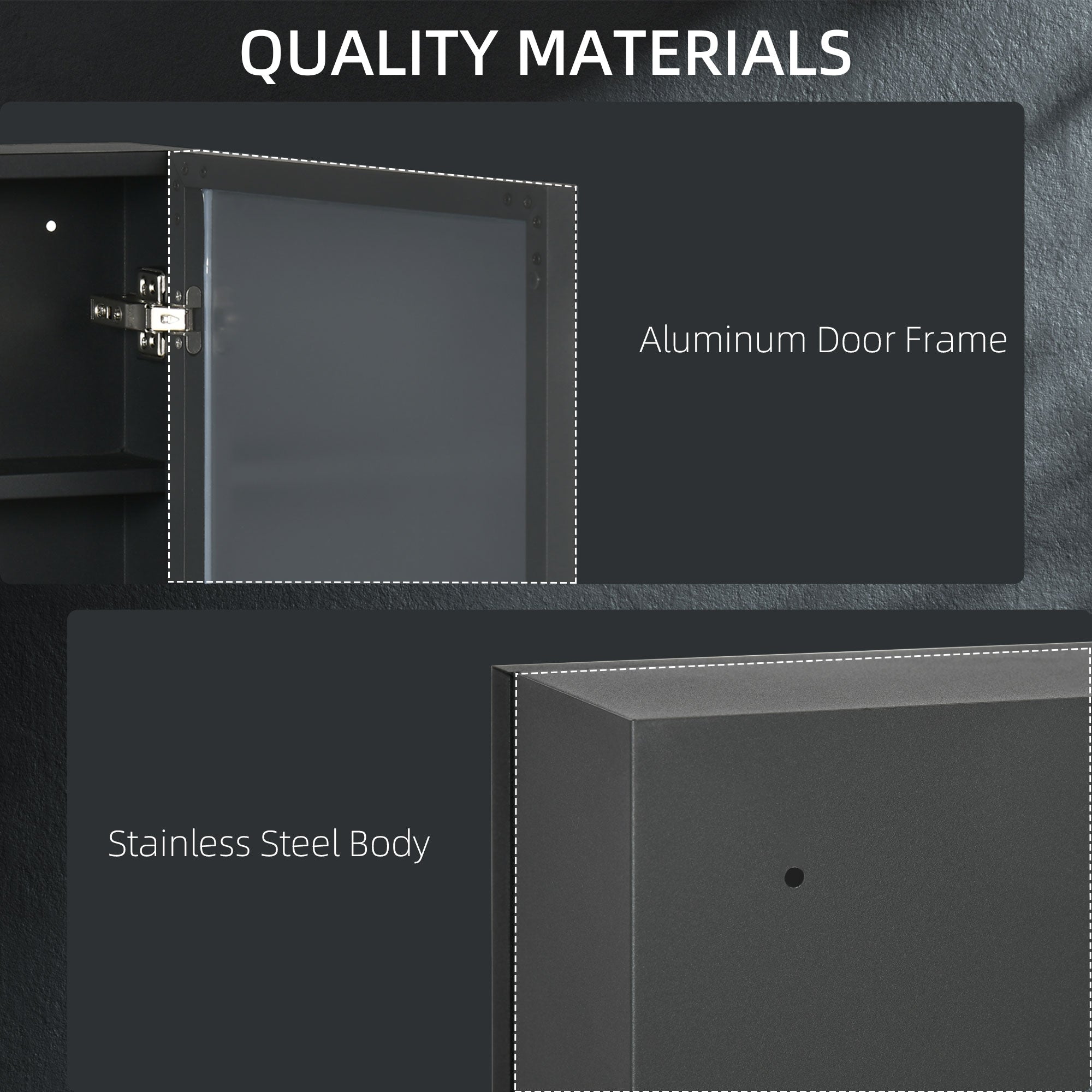 kleankin Bathroom Cabinet with Mirror, Wall Mounted Bathroom Mirror Cabinet with Storage Shelves, 40 x 12 x 60 cm, Black