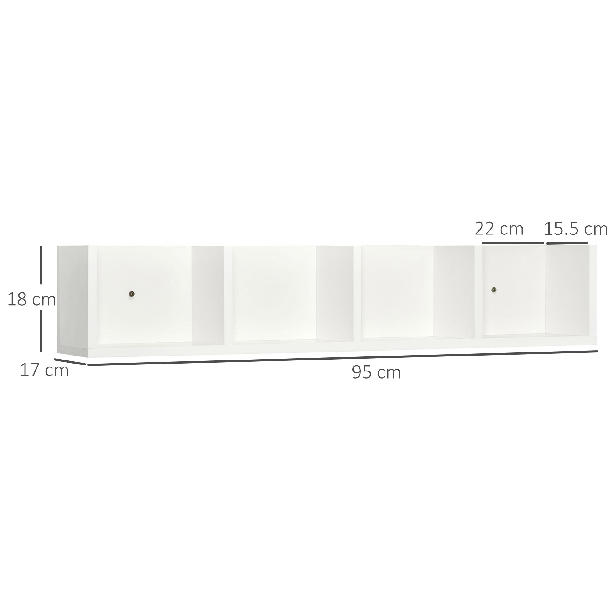 HOMCOM Wall Mount 84 CD / 56 DVD/Blu-ray/ Media Storage Rack 4 Cubes Wooden Shelf Organizer Unit Bookcase Display (White)
