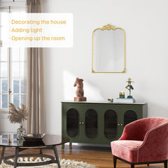 HOMCOM Wall Mirror, Decorative Baroque Mirror with Metal Frame, for Bedroom and Living Room, 60 x 87 cm, Gold Tone