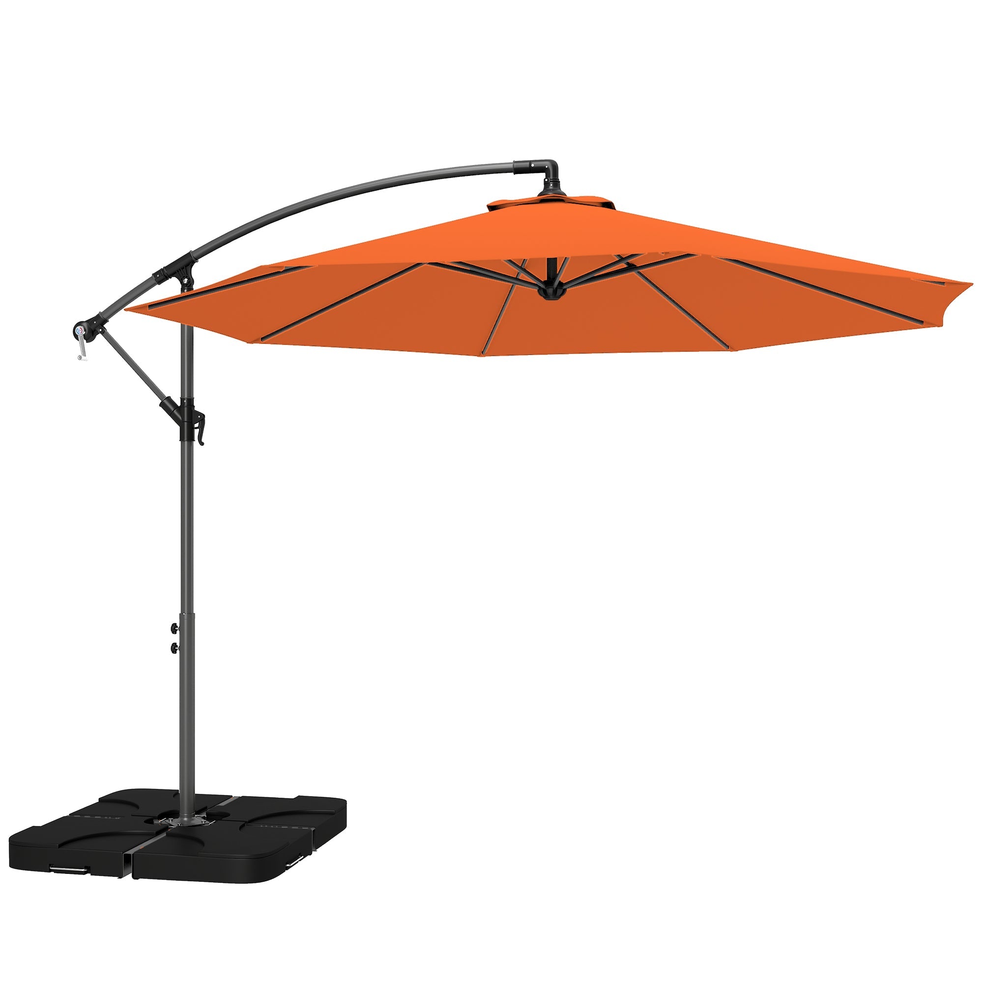 Outsunny 3m Overhanging Parasol, with Base, Weights and Cover - Orange