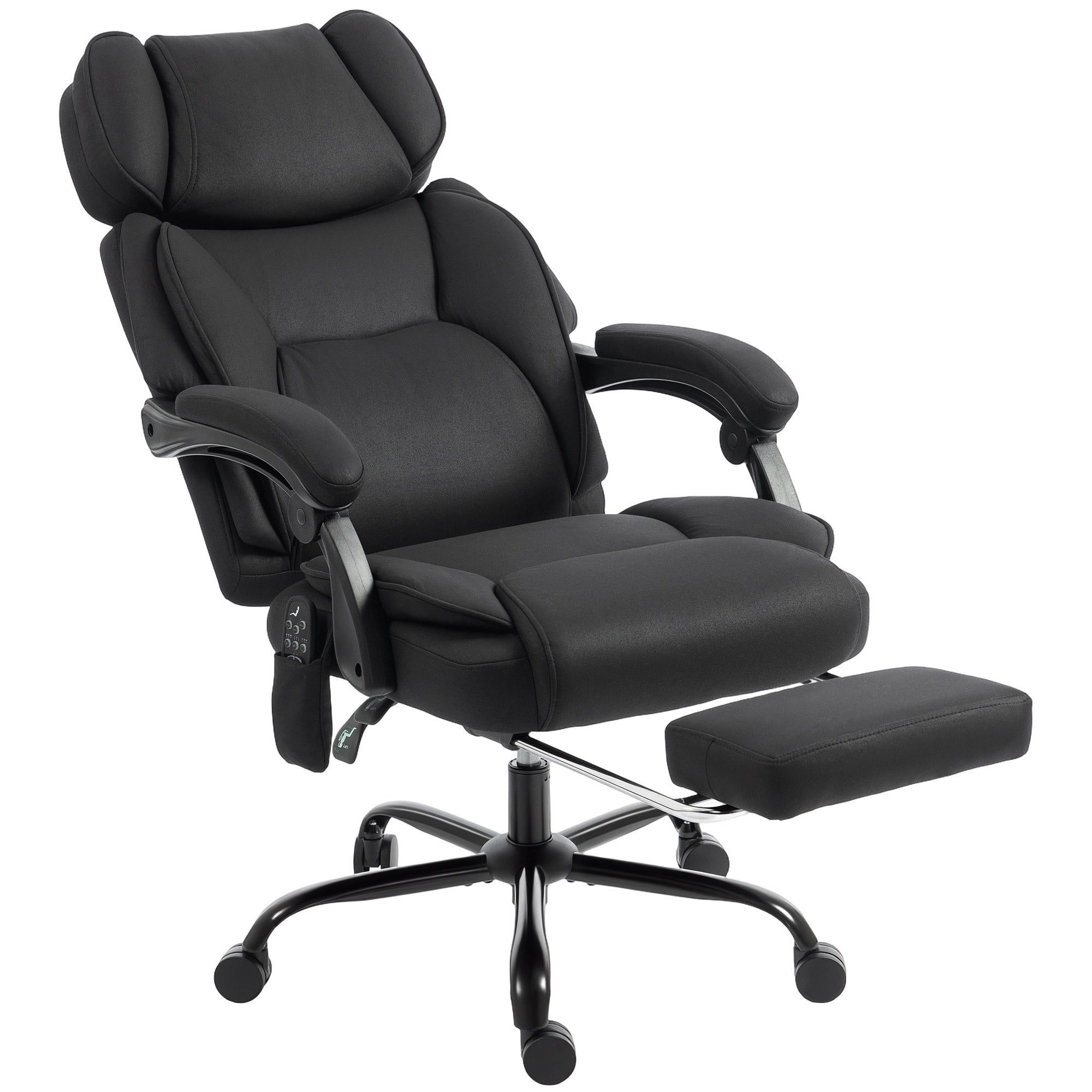 HOMCOM High Back Vibration Massage Office Chair Heated Reclining Computer Chair w/ Adjustable Height, Swivel Wheels, Black