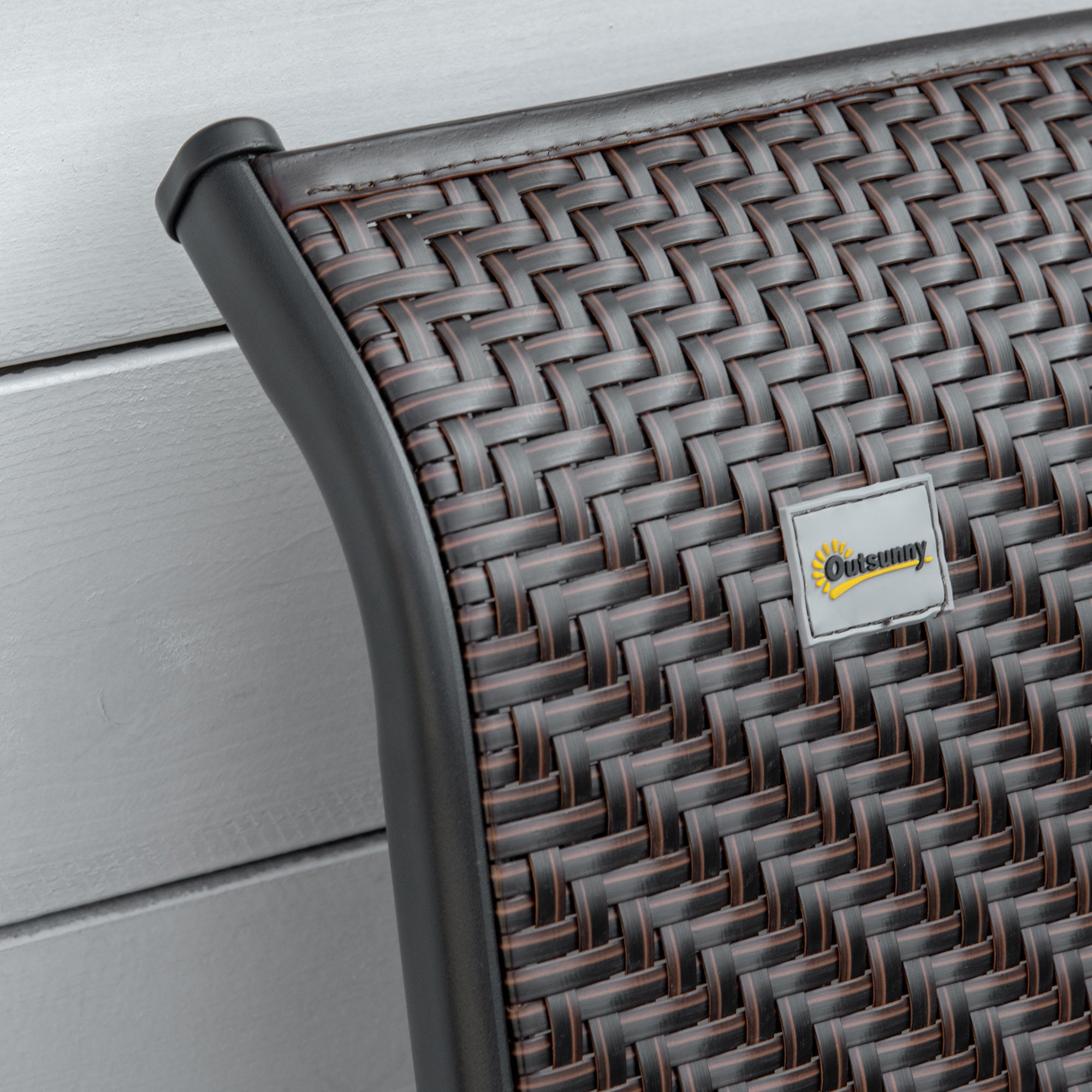 Outsunny Set of Two Folding Garden Chairs, with Seven-Position Adjustable Backs - Brown