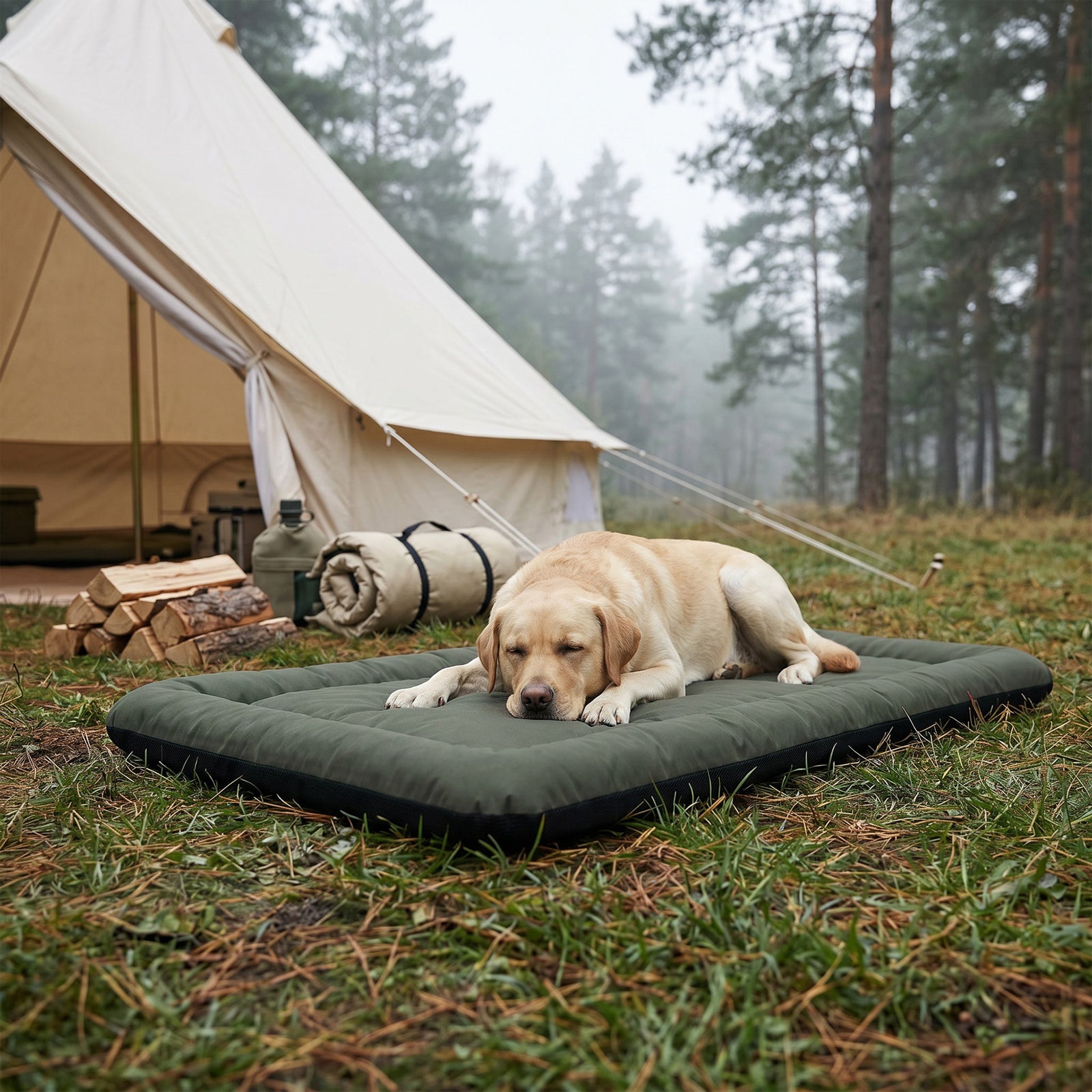 PawHut Waterproof Dog Bed, Foldable Pet Bed with Anti-Slip Bottom, Machine Washable for Large Dogs and Cats, 130 x 85 x 7 cm