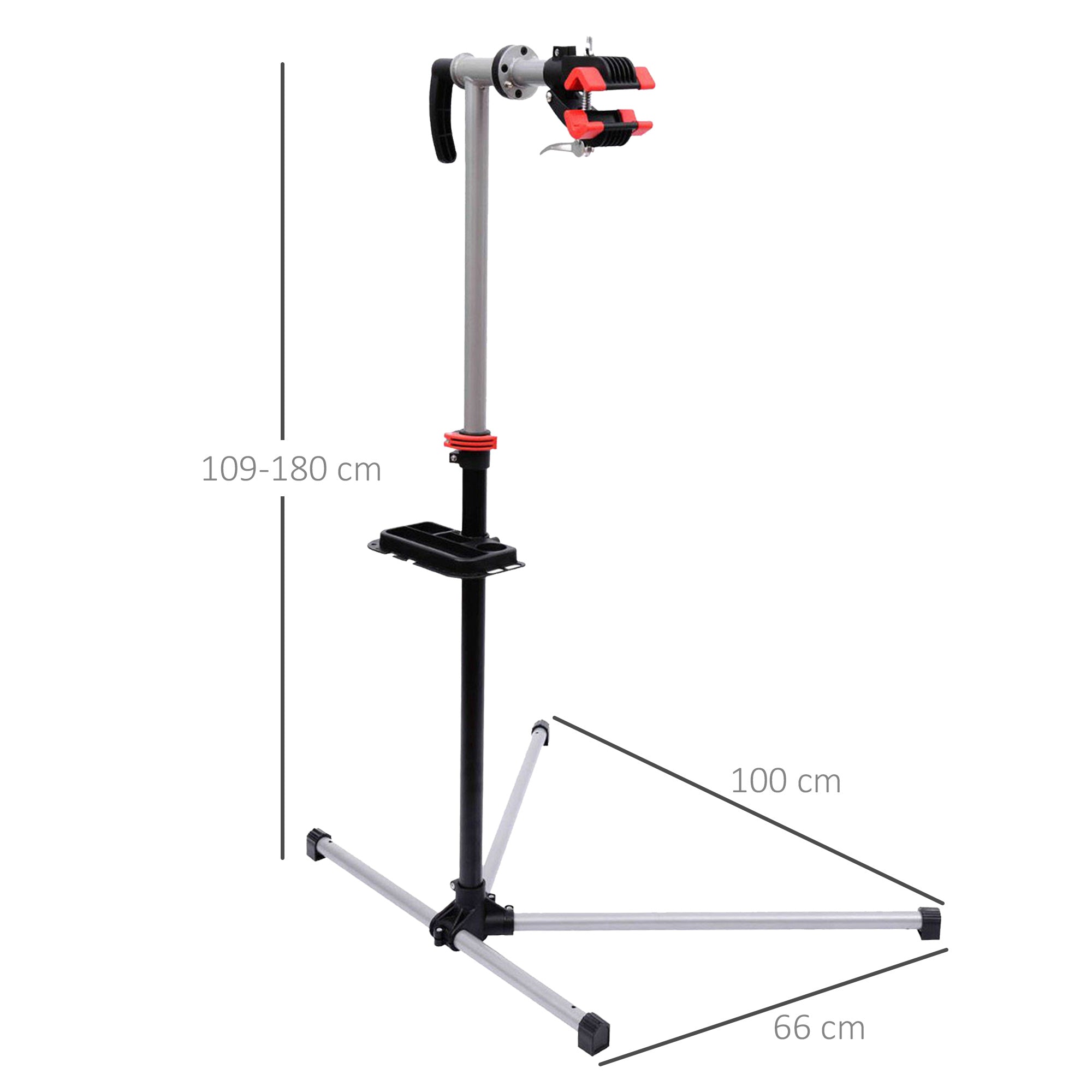 HOMCOM Bike Repair Stand Workstation, Bicycle Maintenance Workstand, Height Adjustable, with Tool Tray & 360√Ç¬∞ Rotating Adjustable Clamp for Home Mechanic Workshop