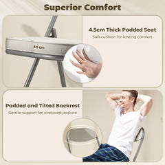 HOMCOM Set of Four Folding Corduroy Seat Chairs - Off-White