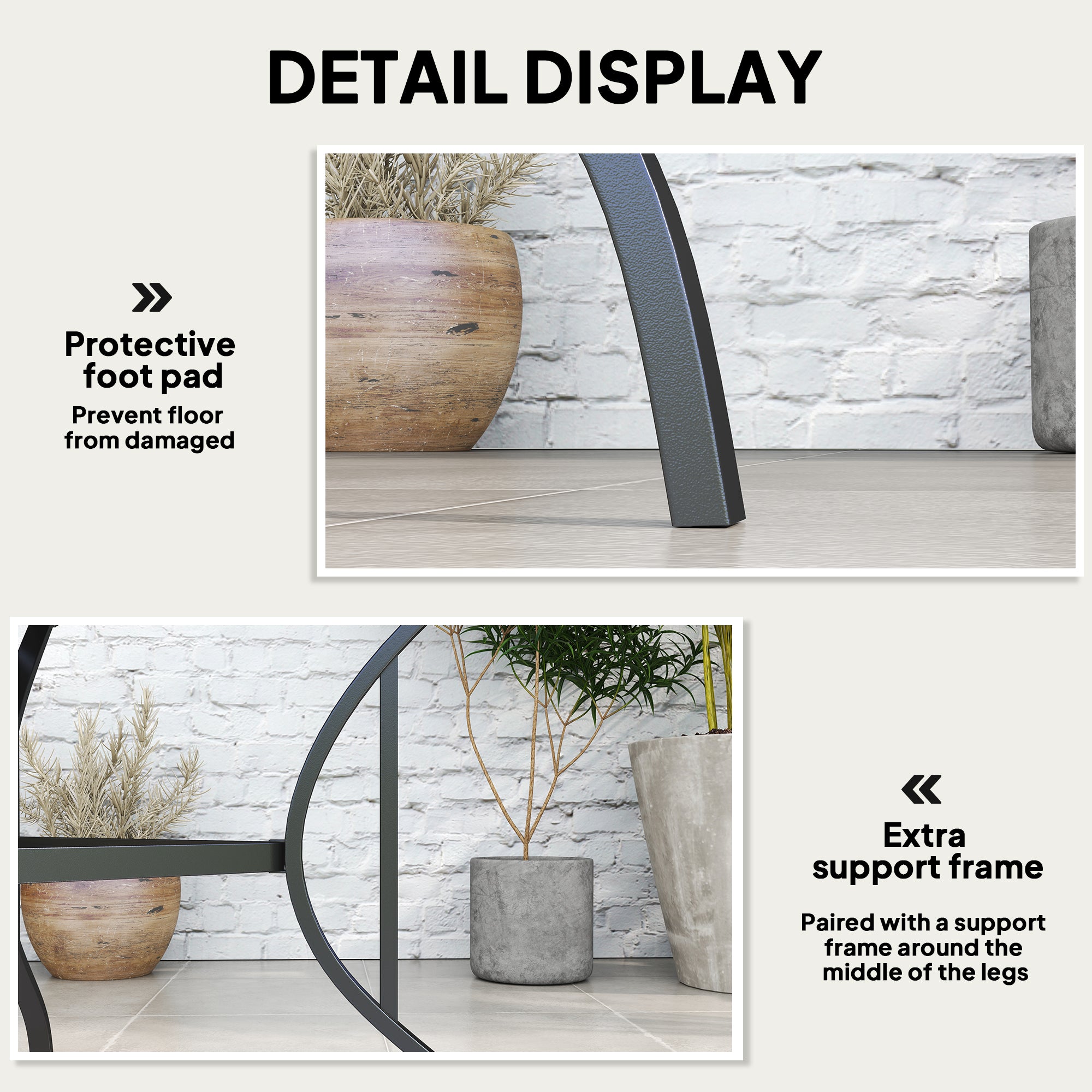 Outsunny 94 x 94 cm Garden Table with Parasol Hole, Outdoor Dining Garden Table for Four with Slatted Metal Plate Top, Dark Grey