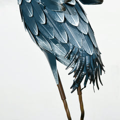 Outsunny Heron Garden Statues, Standing Garden Ornament, Metal Garden Gift with Stakes, Blue & White