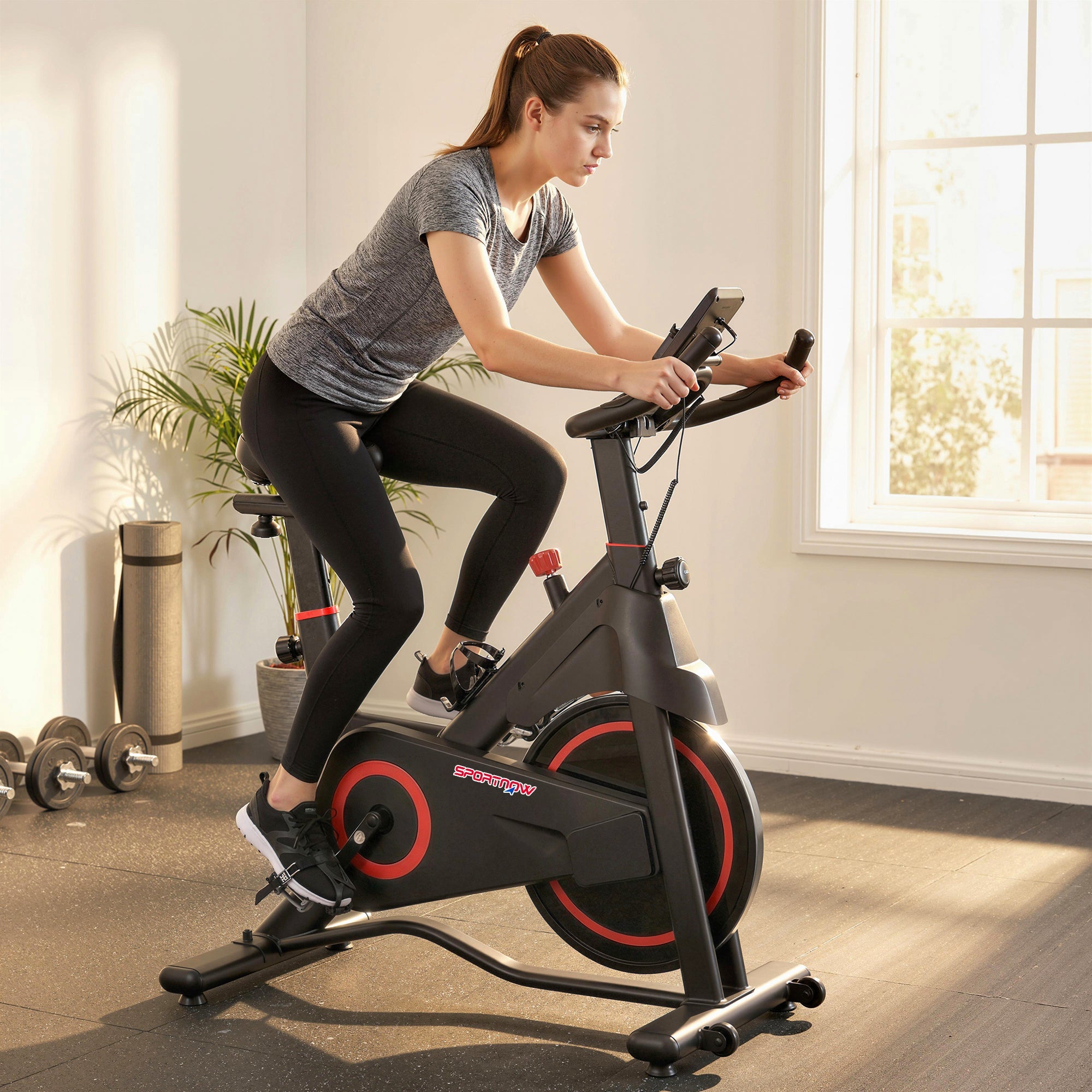 SPORTNOW Exercise Bike, Stationary Bike with Adjustable Magnetic Resistance, Indoor Cycling Equipment with LCD Display