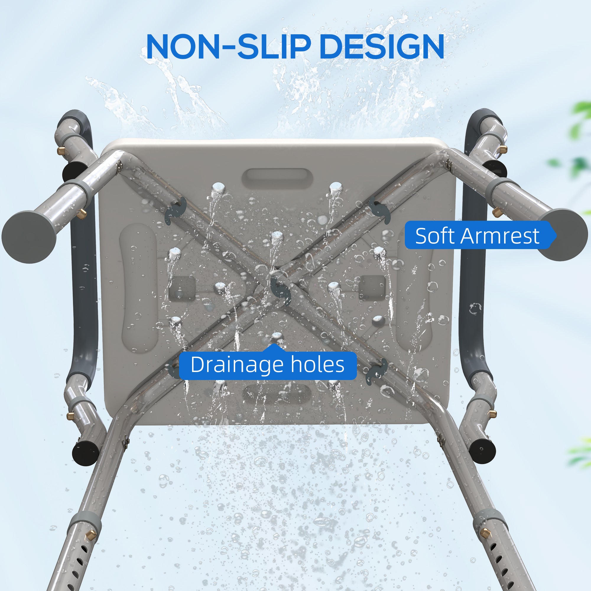 HOMCOM 57-69cm Aluminium Frame Bath Seat