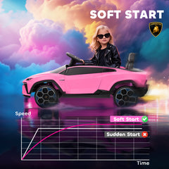 AIYAPLAY 12V Licensed Lamborghini Electric Cars for Kids, Ride On Car with Remote Control for 3-6 Years Old, Pink