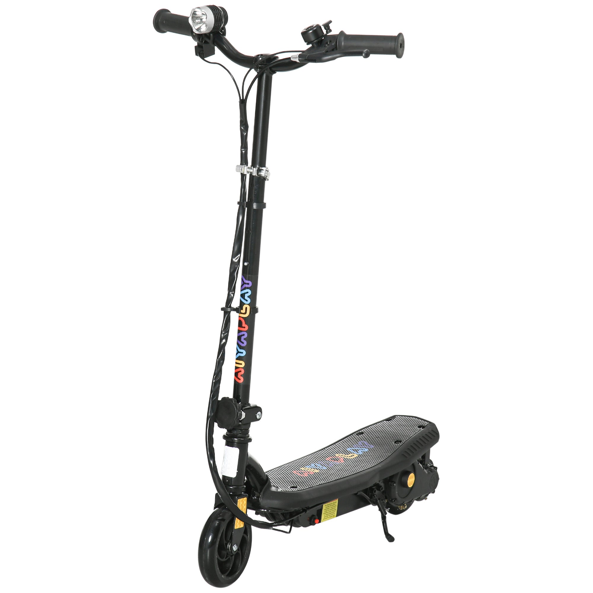 HOMCOM Foldable Electric Scooter, with LED Lights, for Ages 7-14 Years, Black