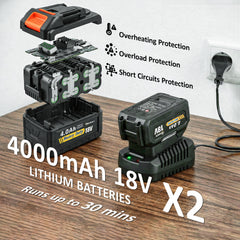 Outsunny Leaf Blower Cordless with 2 x 4000mAh Batteries & Charger, 36V Lightweight Garden Blower with 1000W Brushless Motor