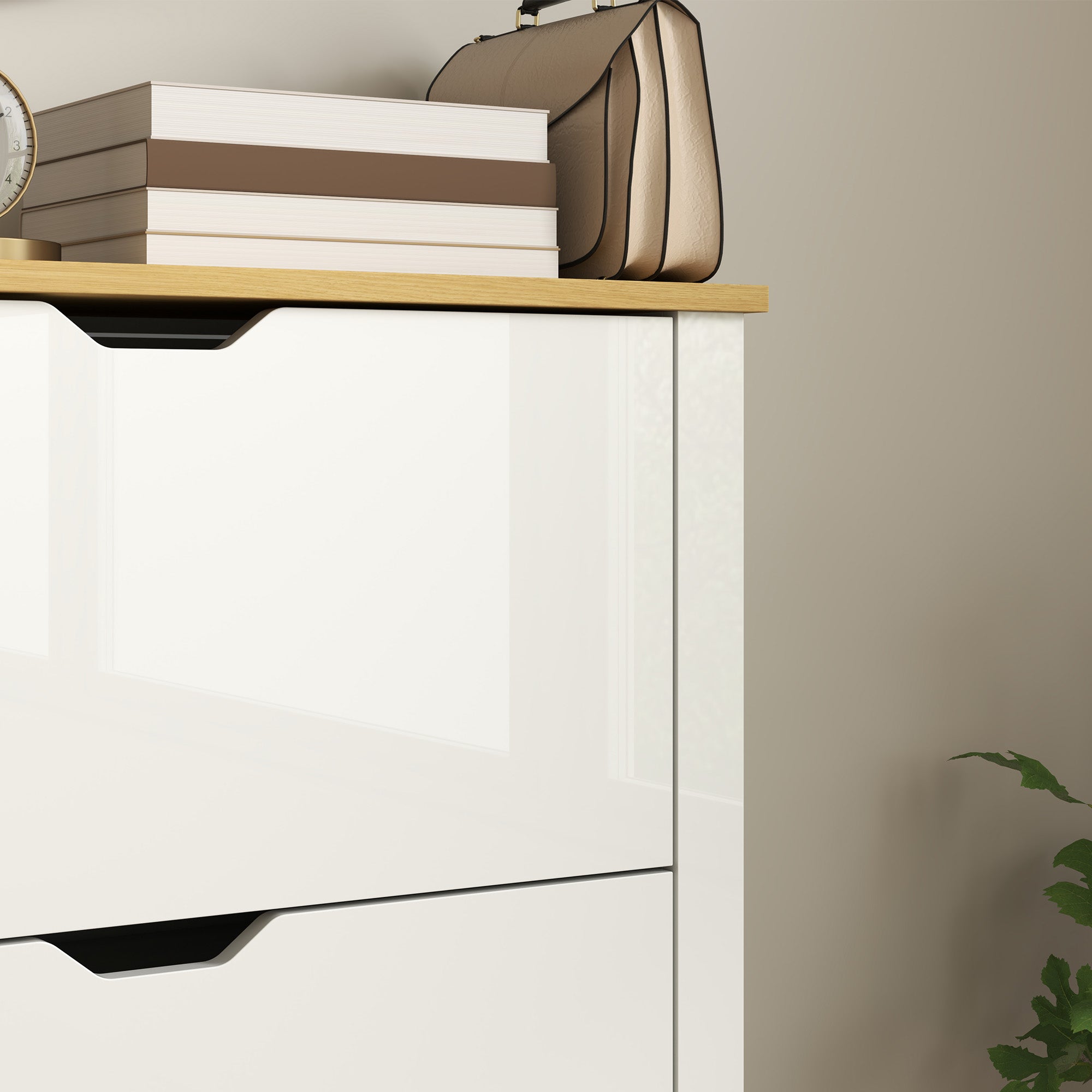 HOMCOM Slim Shoe Cabinet, Narrow Shoe Cupboard with 3 Flip Drawers, Adjustable Shelves for 18 Pairs of Shoes, High Gloss White