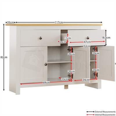 2 Drawer 3 Door Sideboard Modern Living Room Furniture