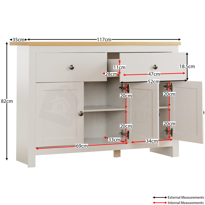 2 Drawer 3 Door Sideboard Modern Living Room Furniture