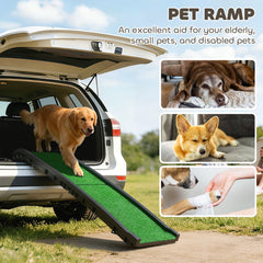 PawHut Foldable Dog Ramp with Artificial Anti-slip Surface, Portable & Lightweight, for Cars, Home, 155 x 38.5 x 15.5 cm