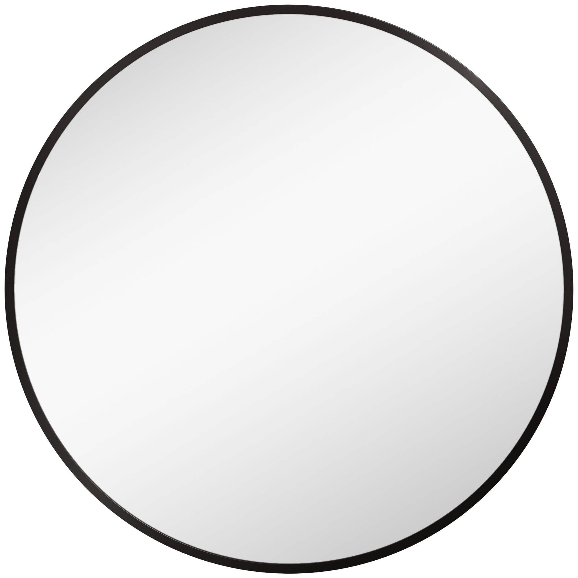 HOMCOM 70cm Aluminium Frame Round Bathroom Mirror - Black