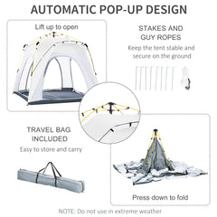 Outsunny 3 Person Automatic Camping Tent, Outdoor Pop Up Tent, Portable Backpacking Dome Shelter, Light Grey