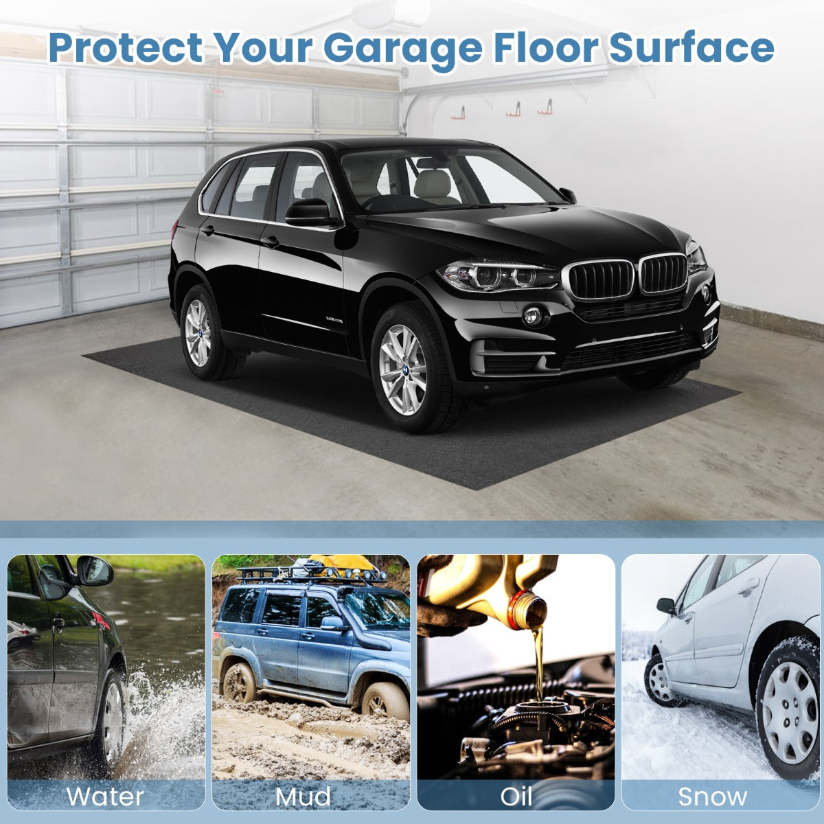 Absorbent Oil Spill Parking Mat Includes Double Sided Tape-S