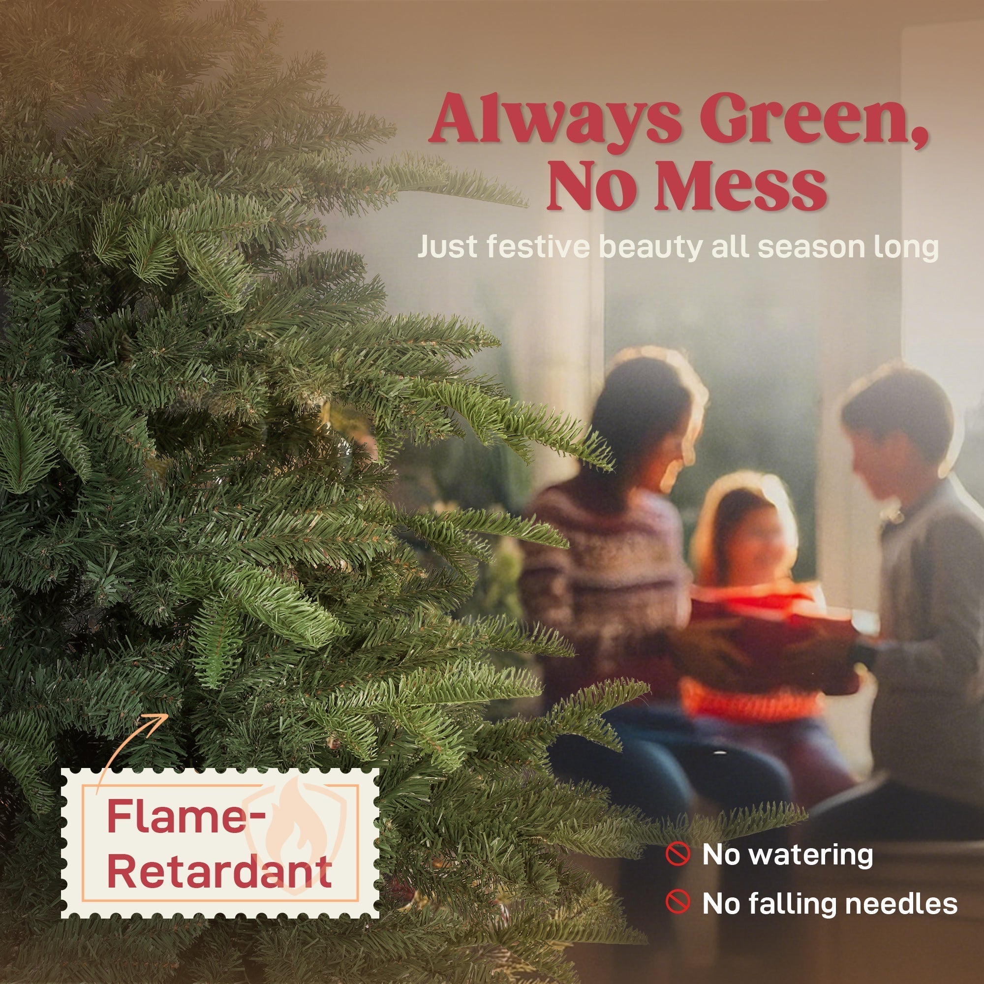 HOMCOM 5ft Artificial Christmas Tree with Realistic Branches, Easy Assembly - Green