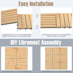 Acacia Wood Interlocking Floor Tiles for Terrace and Balcony