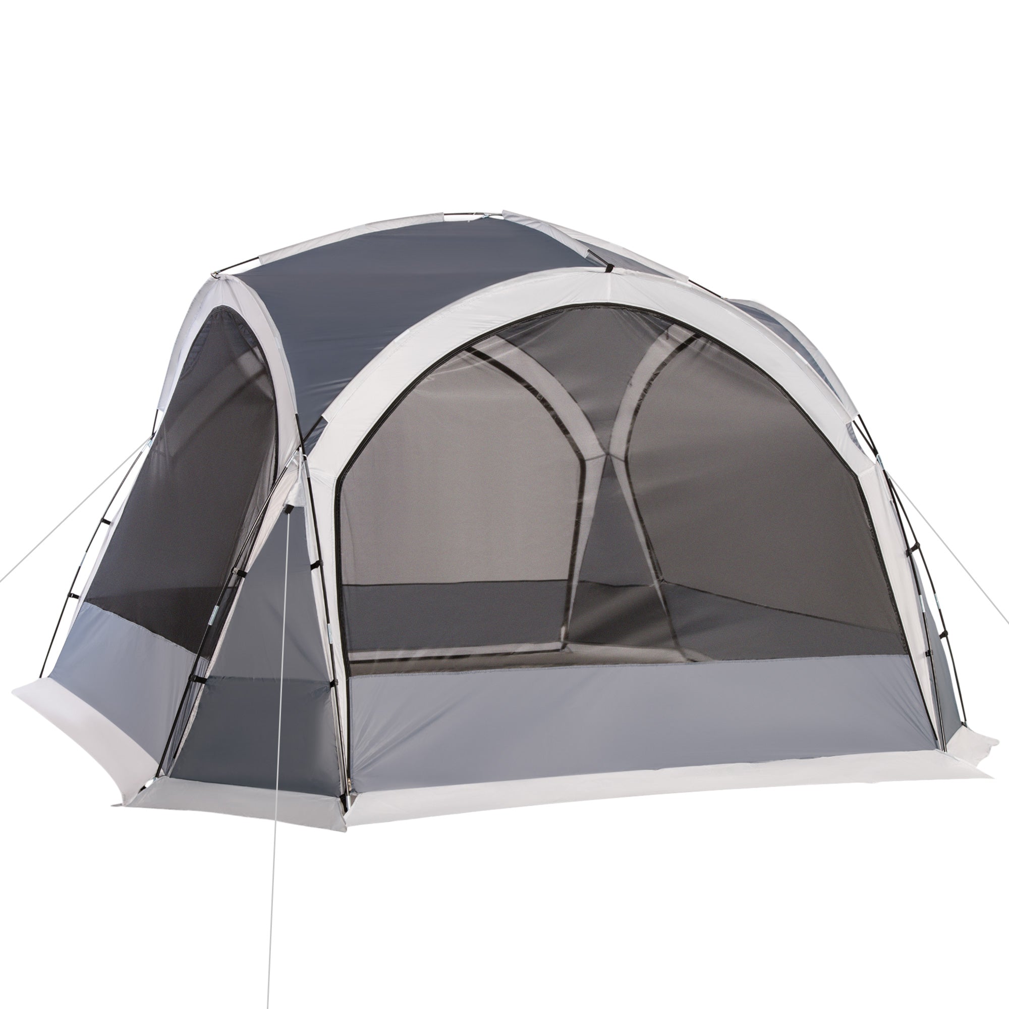 Outsunny Dome Tent for 6-8 Person, Camping Tent with 4 Zipped Mesh Doors, Removable Oxford Cloth, Lamp Hook, Portable Carry Bag, White and Grey