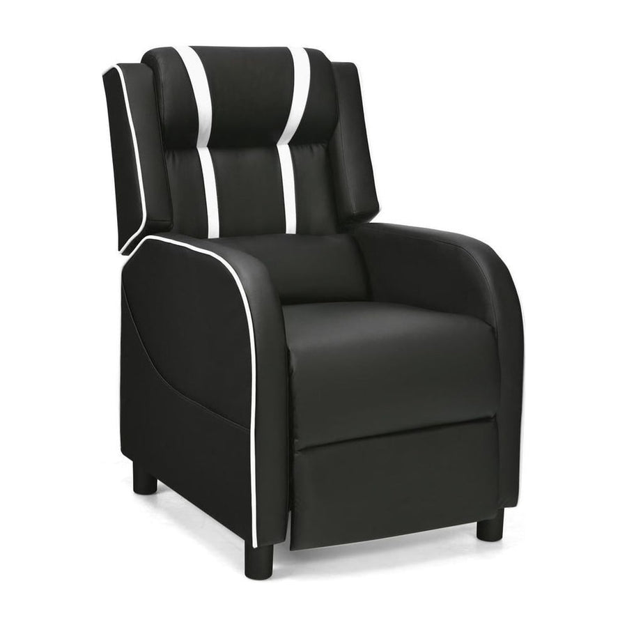 Adjustable Gaming Chair with Footrest Headrest and Lumbar Support-White