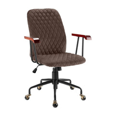 Adjustable Velvet Rocking Leisure Chair with Padded Seat in brown with a quilted diamond pattern