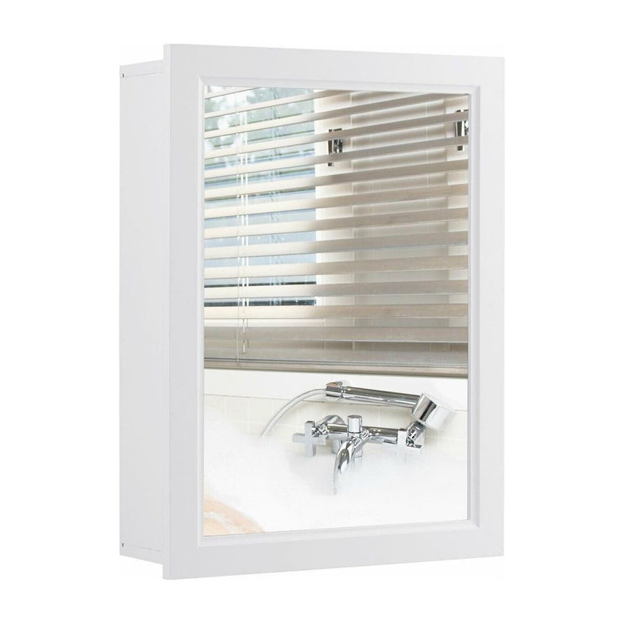 Adjustable Wall Mounted Storage Cupboard with Mirror for Bathroom-White